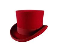 JBJYGSG Chapeau Haut De Forme Chapeaux classiques en feutre de laine, casquette équestre, chapeau magique for hommes et femmes, chapeau Vintage, noir et rouge(Red,XL 60-62cm)