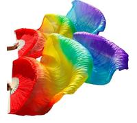 JBJYGSG Éventails en Soie Éventails de Danse en Soie véritable/Imitation Soie, 1 Paire, Main Gauche et Droite, Teints à la Main, éventail de Danse du Ventre, 120/150/180cm(Color11,230x90cm Real Silk)