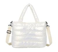 JBJYGSG Sac Matelassé Crossbody Handbag Down Padding Shoulder Bag Quilted Puffy Handbag Puffer Tote Bag Down Cotton Padded(White)