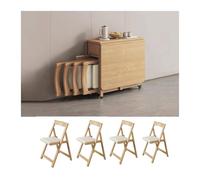 JBKNAN Ensemble De Table À Manger Pliante,Table À Abattant en Bois avec 4 Chaises,Table De Cuisine Mobile,Table À Manger Extensible for Restaurant,Cuisine,Salon,Salle À Manger-1,4 M