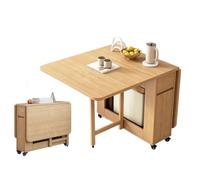 JBKNAN Ensemble Table Et Chaises avec Rangement avec Pliable 4 Chaises 1.4M | Table de Repas Pliable Transformable en Console,Meuble Gain de Place Convient aux restaurants et aux cuisines