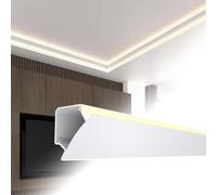 JBKNAN Moulure Couronnée Canal LED Aluminium Profilé,Canal Lumineux LED Moulure De Plafond, Éclairage Indirect Moulure Couronnée Décoration Intérieure Pour Bar À Domicile,Hôtel,Club(8 m/26.2 ft)