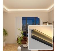 JBKNAN Profilé En Aluminium For Canal LED Avec Moulure De Couronne,Éclairage Indirect,Plinthe LED Sans Bande LED,Moulure De Garniture De Mur/plafond For Diffuseur De Lumière(Noir,4.5 m/14.7 ft)