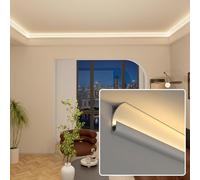 JBKNAN Profilé En Aluminium For Canal LED Avec Moulure De Couronne,Éclairage Indirect,Plinthe LED Sans Bande LED,Moulure De Garniture De Mur/plafond For Diffuseur De Lumière(White,8 m/26.2 ft)