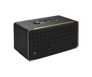 JBL Authentics 500 Enceinte Intelligente connectée Hi-Fidelity avec Wi-FI, Bluetooth et Assistants vocaux, Dolby Atmos, Design rétro, Noire, Prise Britannique (Type G)