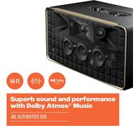 JBL Authentics 500 Enceinte Intelligente connectée Portable avec WiFi, Bluetooth et Assistants vocaux, Design rétro,