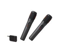 JBL PartyBox Microphone sans Fil - 2 Microphones sans Fil numériques, Batterie Rechargeable (20 Heures - 700 mAh), Voix Claire, Son Net, Connexion Stable de 2,4 GHz, Compatible avec Tous Les