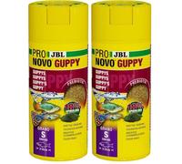 JBL PRONOVO Guppy Grano, Aliment de Base pour Guppys et Autres Poissons Ovovivipares de 3-10 cm, Granulés pour Poissons, Doseur à clic, Taille S, 250 ML (Lot de 2)