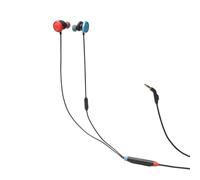 JBL Quantum 50N, écouteurs gaming intra-auriculaires filaires, son QuantumSURROUND, comptabilité multiplateformes, micro avec focalisation sur la voix, technologie Twistlock Comfort, en rouge et bleu