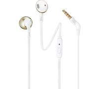 JBL T205 CGD Casque avec câble et microphone câble plat commande à une main étui souple ergonomique jack 35 mm son Pure Bass Champagne