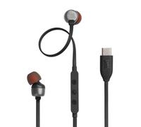 JBL Tune 310C Écouteurs Intra-Auriculaires filaires Haute résolution, câble Plat Anti-nœuds, télécommande à 3 Boutons avec Microphone (Noir)