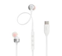 JBL Tune 310C Écouteurs Intra-Auriculaires filaires Haute résolution, câble Plat Anti-nœuds, télécommande à 3 Boutons avec Microphone (Blanc)