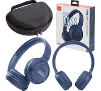 JBL Tune 510BT Écouteurs sans fil supra-auriculaires, bleu + housse, noir