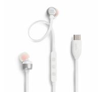 JBL Tune 310 C, Écouteurs filaires Hi-Res, son Pure Bass JBL, connexion USB-C, câble plat anti-nœuds, télécommande à trois touches avec microphone, blanc