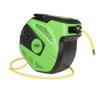 JBM Enrouleur de Tuyau Air Compressé 22 MT Attache 3/8" Fixation Mur Vert