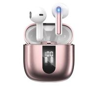 JBMI Ecouteurs Bluetooth sans Fil, Écouteurs sans Fil Bluetooth 5.3, 4 Micro ENC Anti Bruit, Basses Puissantes, 60H de Lecture, étanchéité IPX7, Oreillette pour iphone Android (Rouge Clair)