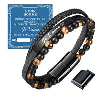 Jbniuay Idee Cadeau Homme Bracelet Homme Cadeau Anniversaire Noel Cadeau Papa Grand Pere Mari Copain Couple Saint Valentin Fete des Peres