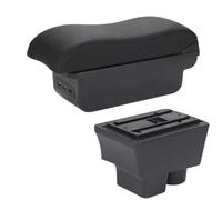 JBPIHZT Boîtier Accoudoir Voiture Pour S&koda Pour FABIA Boîtier Accoudoir Pour Fabia II 2 2007-2014 Surface Incurvée Cuir Boîtier Accoudoir Auto(B2 ligne noire 3USB)
