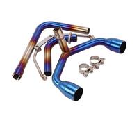 JBPIHZT Pour GROM MSX125 MSX 125 Double Échappement Slip-On Pour Moto Silencieux Modifié Connexion Avant Collecteur Central(Bleu)
