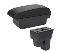 JBPIHZT Pour Jazz Accoudoir Pour Fit Pour Jazz 2 Boîte D'accoudoir Voiture 2008 2009 2010 2011 2012 2013 Boîte De Rangement Bras(B1 Noir rouge 3USB)