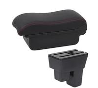 JBPIHZT Pour Jazz Boîte D'accoudoir Pour Fit Pour Jazz 2 Boîte D'accoudoir Voiture 2008 2009-2013 Boîte De Rangement Surface Incurvée Cuir(A1 Noir rouge SANS USB)