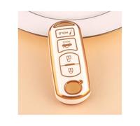JBPIHZT pour Mazda 2 3 5 6 CX3 CX5 CX7 CX9 pour Atenz pour Speed pour Miata MX5 pour Axela CX4 Coque De Clé Voiture Style TPU 4 Boutons(White Gold)