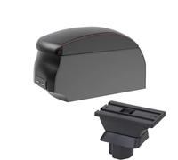 JBPIHZT Pour Mazda 2 Boîte D'accoudoir Pour Mazda 2 Pour Demio Boîte D'accoudoir Auto Boîte De Rangement Centrale Retrofit Intérieur Interface USB(A1 Black Red single)