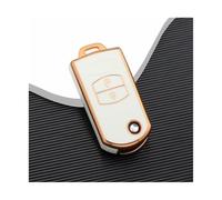 JBPIHZT pour Mazda 3 5 6 Series M6 RX8 MX5 2 3Boutons Protège-Clé sans Clé Pochette Accessoires Coque Pliable Voiture TPU(Blanc,2 Button)