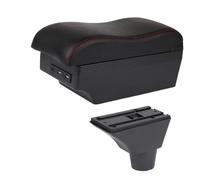JBPIHZT Pour R&enault Pour Sandero Stepway Boîte D'accoudoir Repose-bras Console Centrale Coffre De Rangement Avec Porte-gobelet(C1 Black red leather)