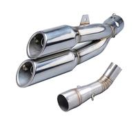 JBPIHZT Silencieux D'échappement Intermédiaire Pour Moto Pour Benelli Pour Leoncino 250 502c TRK502C Avec Double Sortie AK En Acier Inoxydable(Style E)