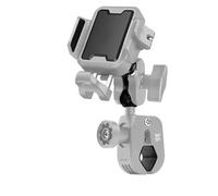 JBPIHZT Support De Navigation Antivol À Démontage Rapide avec Amortisseur pour Moto(Gris,Reinforced Clip)