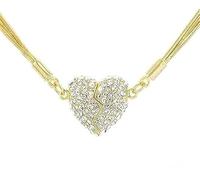 JBPPIOOUA Collier Amour Magnétique Patchwork, Pendentif Amour Serti Diamant Réversible, Chaîne Cœur Triple pour Femme, 40 cm