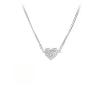JBPPIOOUA Collier Amour Magnétique Patchwork, Pendentif Amour Serti Diamant Réversible, Chaîne Cœur Triple pour Femme, 40 cm