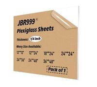 JBR999 Feuille de plexiglas acrylique transparent de 6 mm d'épaisseur, 6 mm, 61 x 61 cm, pour loisirs créatifs, projets LED, dessus de table, couvercle d'aquarium, fenêtre