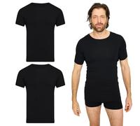 jbs Lot de 2 t-shirts anti-transpiration pour homme - Maillot de corps avec coussinets sous les aisselles contre les taches de transpiration - Viscose de bambou, Col rond noir, XXL