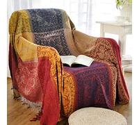 Jbsceen Grand Plaid et Couvre-lit en Coton, Jeté de Canapé Dessus de Lit Naturel, Couverture Simple (Rouge, 150 * 190cm)
