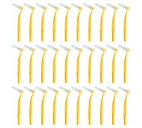 JBUQEG 30 Pièces Jaune Brosse Interdentaire, 0.7mm Brossettes Interdentaires, Brossette Interdentaires en Forme de L, Brossette Dentaire avec Manche Antidérapant, pour Inter Dentaire Interdentaire