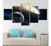 JBUTXE Sur Toile Peinture Paysage de planète de ciel 5 Panneau Mural Art Image Peintures Consécutives Modulaire Toile Photos Mur Art Home Decor pour Salon Photo sur Toile Poster des Illustrations 125x
