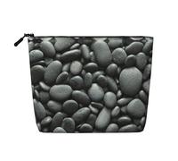 JBYJBX Beaucoup de cailloux noirs imprimés sacs de maquillage imperméables de voyage trousse de toilette à fermeture éclair pour femmes trousse de toilette pour femmes, noir, taille unique, noir