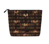 JBYJBX Bibliothèque Étagère Livre Impression Sac de Maquillage Imperméable Voyage Sac de Maquillage Sac de Maquillage Sac À Glissière pour Femmes Sac De Maquillage, noir, One Size