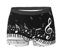 JBYJBX Caleçons boxeurs pour hommes noirs et blancs imprimés de notes de musique, caleçons de sous-vêtements doux et confortables, boxers extensibles pour hommes, noir, X-Large