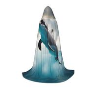 JBYJBX Cape à capuche confortable pour adultes avec imprimé dauphin qui vous regarde, cosplay, carnaval, événements, festivals