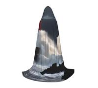 JBYJBX Cape à capuche confortable pour adultes avec imprimé phare en tempête pour cosplay, carnaval, événements, festivals