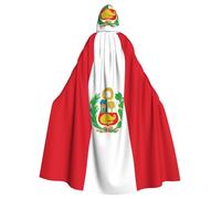 JBYJBX Cape à capuche imprimée drapeau du Pérou pour adulte, cape pour carnaval, cosplay, fête vampire, fournitures de décoration