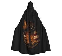 JBYJBX Cape à capuche pour adulte avec drapeau américain avec bottes de cowboy pour carnaval, cosplay, fête de vampire