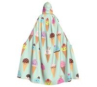 JBYJBX Cape à capuche pour adulte avec imprimé cônes de crème glacée pour carnaval, cosplay, fête de vampire