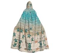 JBYJBX Cape à capuche pour adulte avec imprimé tortue de mer et étoile de mer pour carnaval, cosplay, fête de vampire