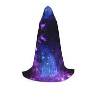 JBYJBX Cape à capuche pour Halloween - Imprimé galaxie bleue - 130/150/170 cm - Costume de sorcière pour carnaval, cosplay, fête à thème