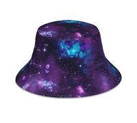 JBYJBX Chapeau bob réfléchissant imprimé patchwork style africain hommes femmes casquette de pêcheur adulte décontracté rave, chapeau double face, Galaxie violette et bleue, taille unique