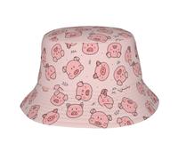 JBYJBX Chapeau bob unisexe avec imprimé floral hawaïen, chapeau de soleil pour l'été, les voyages, la plage, la pêche, la rave, Cochon mignon rose, taille unique